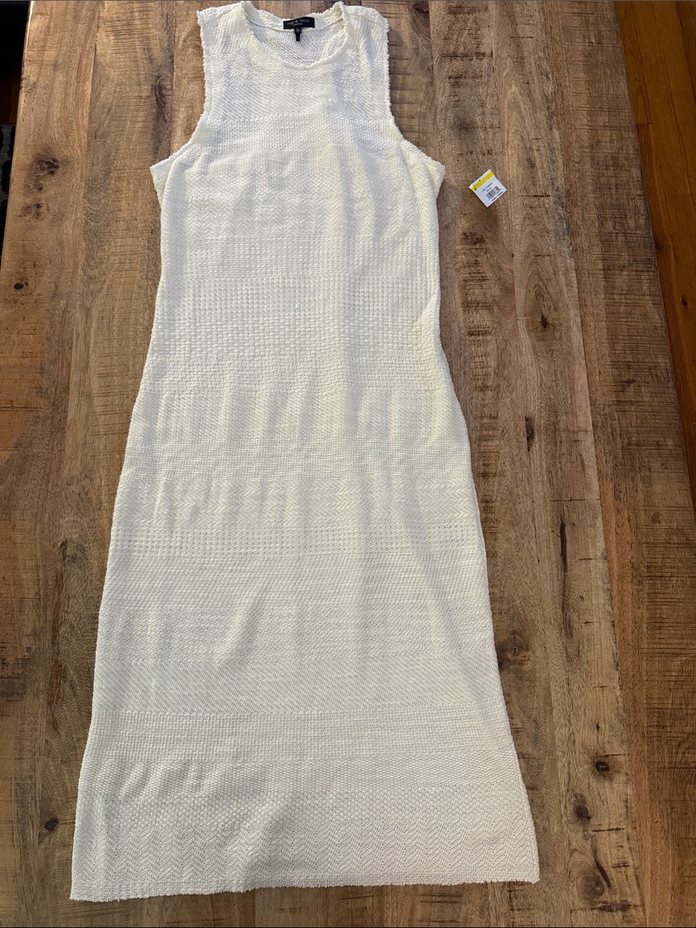 Rag & Bone Sleeveless Knit Maxi Midi Dress 100% Cotton Ivory Off white NEW